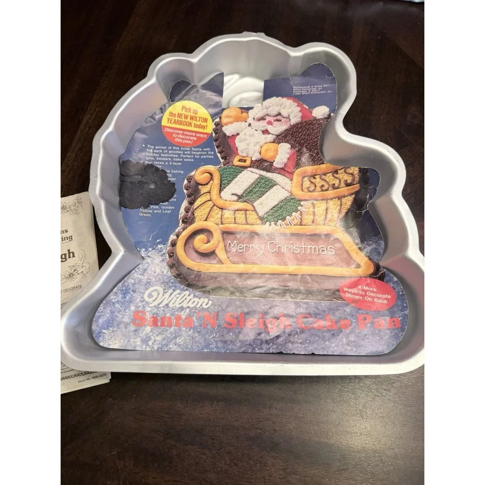Vintage Wilton Cake Pan Mold Santa 'N Sleigh 2105-3235 1984 instruction book